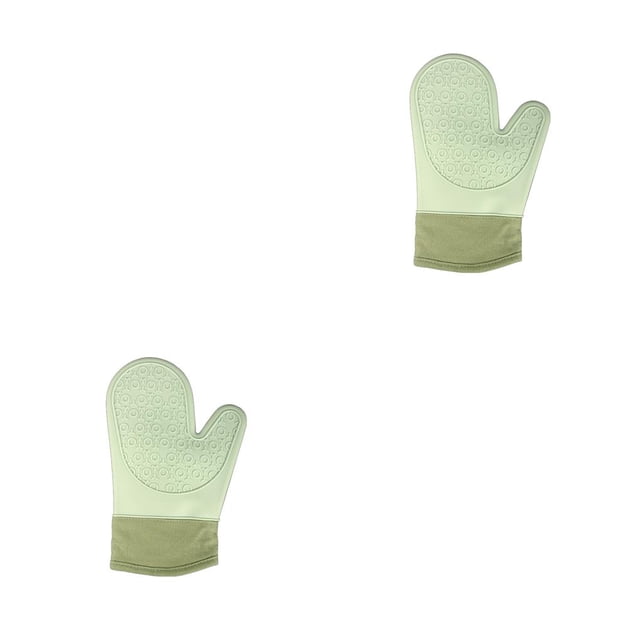 Guantes de horno de silicona anti-escaldado Yuarrent Aislamiento ignífugo Verde 2Conjunto