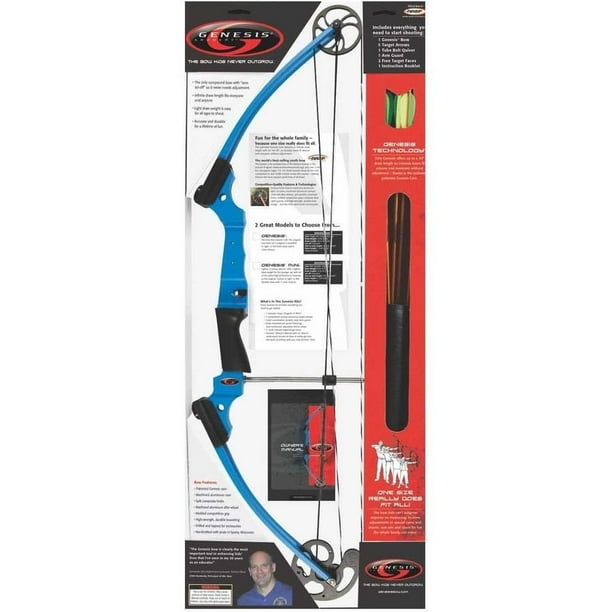 Genesis Archery Blue Original Compound Target Practice Bow Kit, Left