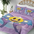 thumbnail image 3 of Ambesonne Butterfly Emoji Fitted & Top Sheet Set with Shams, Dreamy Wings Funny, Lilac Blue and Mustard, 3 of 5