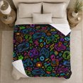 thumbnail image 5 of Retro Arcade Gaming Controllers Neon, Playful Gothic Scene, Warm Flannel Blanket for Living Room and Bedroom, Art Lovers Valentine's Day Gift, Gothic Home Decor, 5 of 9