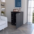 thumbnail image 2 of Black wooden bar cart with 6-bottle rack and hidden inner shelf gives convenient storage and top space for decor in the living area and smooth caster wheels, 2 of 4