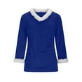 thumbnail image 3 of Christmas Fuzzy Fleece Pullover Tops, V Neck Long Sleeve Sweater Tops, Fall Trendy Blouses, 3 of 7