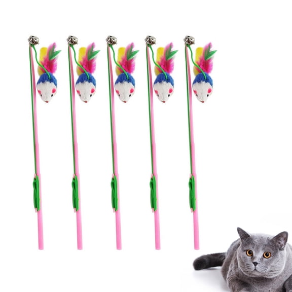 Supvox 5-Pack Plush Mouse Cat with Bells for Interactive Play and Healthy Cat Exercise Fun