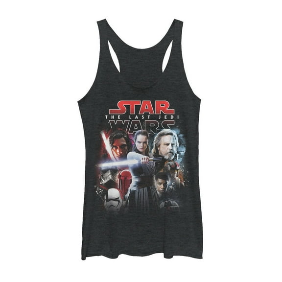Women's Star Wars The Last Jedi Movie Poster Style  Racerback Tank Top Black Heather Medium