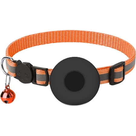 Airtag Cat Collar with Breakaway Bell Airtag Cat Collar Reflective Adjustable Strap Collar Holder 1 Cm in Width Large Dog Collar and Leash Buckle Dog Collars for Medium Dogs Orange