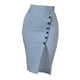 thumbnail image 1 of Falda de tubo vintage Allegra K con cinturón y botones para mujer Azul claro XL, 1 of 6