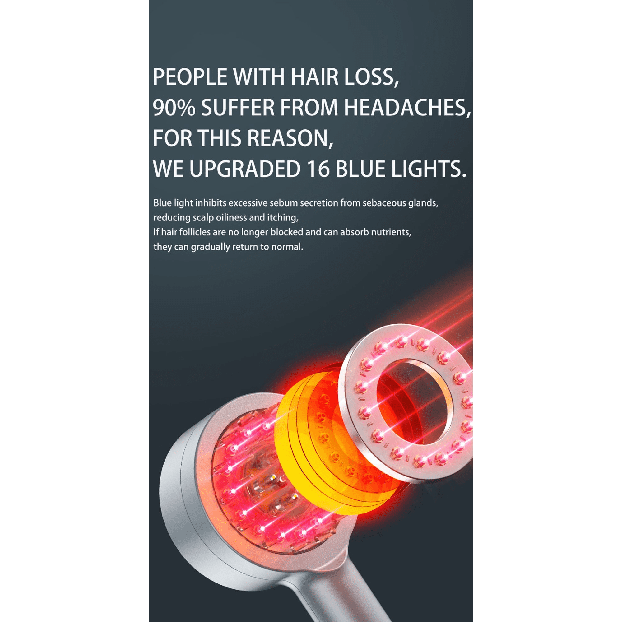 2-in-1 Scalp Care Tool with Hair Oil Applicator and Red Light Massager for Hair Vitality