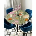 thumbnail image 5 of nqOlkjepod Sage Green Mushroom Round Tablecloth, Fitted Table Cover with Elastic for 55"-60" Round Tables, Spring Blooms Botanicals Table Cloth Outdoor Indoor Dinning Party Waterproof Tablecloths, 5 of 6