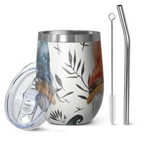 12oz Stemless Wine Tumblers Multicolor Christmas Gnome Pattern Vacuum Insulated Stainless Steel Travel Tumbler Cups Mug with Lid and Straw for Champaign,Cocktail,Beer with Cleaning Brush