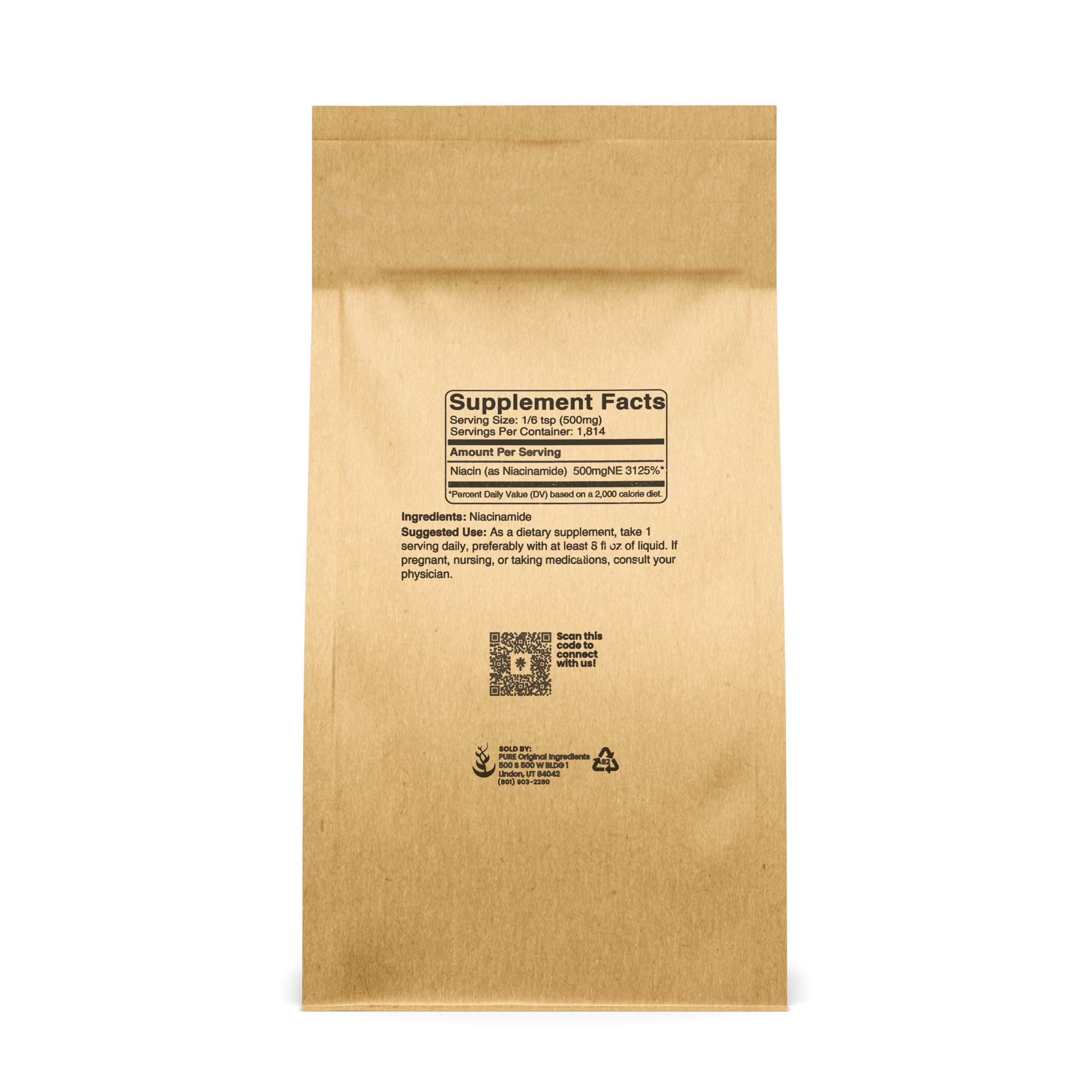 PURE ORIGINAL INGREDIENTS Niacinamide 2 lb Flush-Free Vitamin B3 Powder, Dietary Supplement