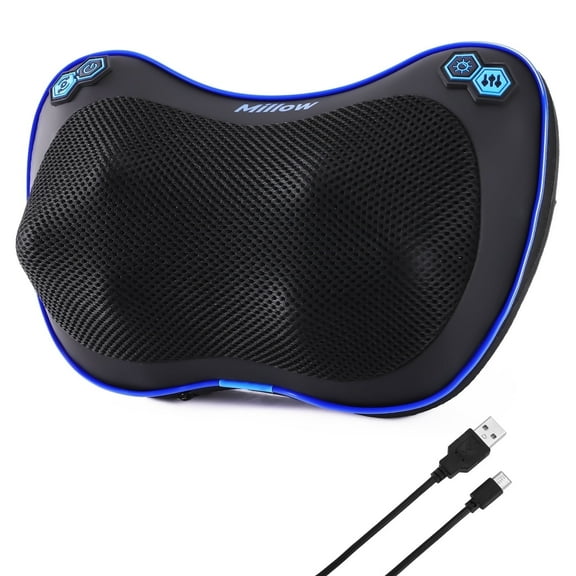 REATHLETE Millow Rectangular Neck Massager with Heat, Cordless Shiatsu Back Massage Pillow