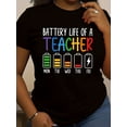 thumbnail image 2 of Teacher Letter Print Casual Short Sleeve Round Neck Cotton T-Shirt for Women Daily Wear, 2 of 7
