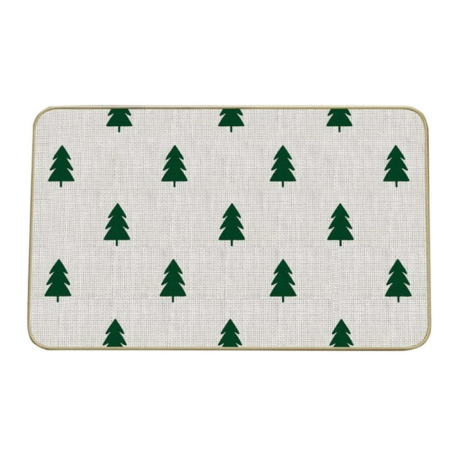 White Christmas Tree Mat For Entrance Door Festive Decoration Rug Non-Slip And Easy To Clean 24X16 Inches 1Pc 0.33 Lb