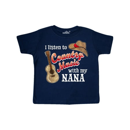 

Inktastic I Listen to Country Music with my Nana with Guitar and Hat Gift Toddler Boy or Toddler Girl T-Shirt