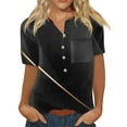 thumbnail image 2 of kytmyeq Women's Fashion Short Sleeve Print Button Collar Chest Pocket T-Shirt Bottoming Top, 2 of 5