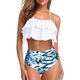 thumbnail image 1 of Tempt Me Trajes de baño de dos piezas para mujer, bikini de cintura alta, con volantes y control de barriga, trajes de baño halter, 1 of 4