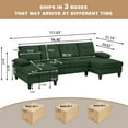 thumbnail image 7 of 111" Sectional Couch for Living Room, 4 Seater U-Shaped Sofa Couches with Double Chaise Polyester Fibre, Green, 7 of 7