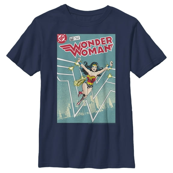 Boy's Wonder Woman Comic Book Cover Graphic Tee Navy Blue X Small