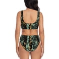 thumbnail image 3 of Wukai Lilies Flowers Women's Bikini Set Two Piece,wimsuit High Waisted V Neck Twist Front Adjustable Spaghetti Straps Bathing Suit-Large, 3 of 7