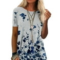 thumbnail image 3 of FASHIONWT Women Plus Size Print Round Neck Short Sleeve Retro Casual T-Shirt Top, 3 of 4