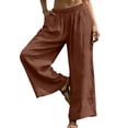 thumbnail image 6 of PNTUTB Women's Casual Solid Color Cotton Linen Blend Breathable Elastic Waist Loose Comfortable Pants with Pockets, 6 of 6