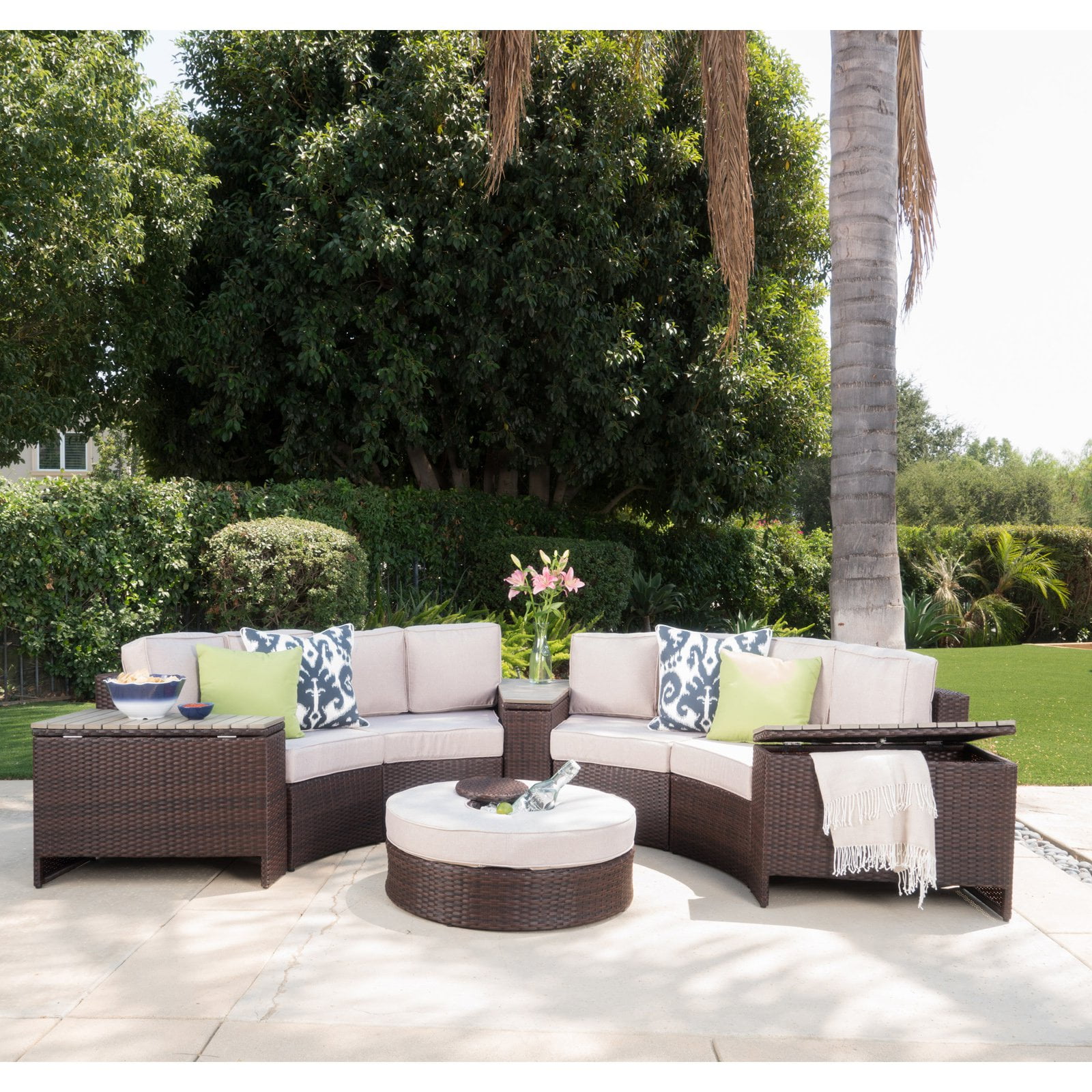 Madras Tortuga Wicker 8 Piece Patio Conversation Set with Ice Bucket Ottoman by Overstock