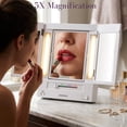 thumbnail image 6 of Jerdon Tri-Fold Makeup Mirror with Variable Light Settings, 5X- 1X Magnification, White-Model JGL9W, 6 of 12