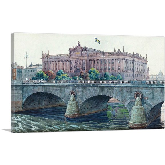 ARTCANVAS View Towards The Parliament House 1914 Canvas Art Print by Gunnar Widforss - Size: 18" x 12" (1.50" Deep)