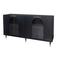 thumbnail image 5 of Seetaras 33.7''Black Lacquered Wooden Cabinet with 4 Glass Doors Sideboard Buffet Server Cabinet Storage Cabinet, for Living Room, Entryway, Hallway, Office, Kitchen and Dining Room, 5 of 9