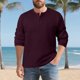 thumbnail image 5 of pstuiky Camisas de manga larga abrigadas para hombre, Camisa de entrenamiento de manga larga con cuello redondo y medio botón informal de colores sólidos para hombre Tops casuales para hombres s, 5 of 9