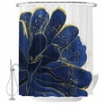 thumbnail image 2 of Navy Blue Gold Waterproof Fabric Shower Curtain,Abstract Line Art Troditional Ink Painting Waterproof Fabric Shower Curtain for Bathroom Bathtubs Shower Curtains with 12 Hooks Extra Long 72x84, 2 of 8