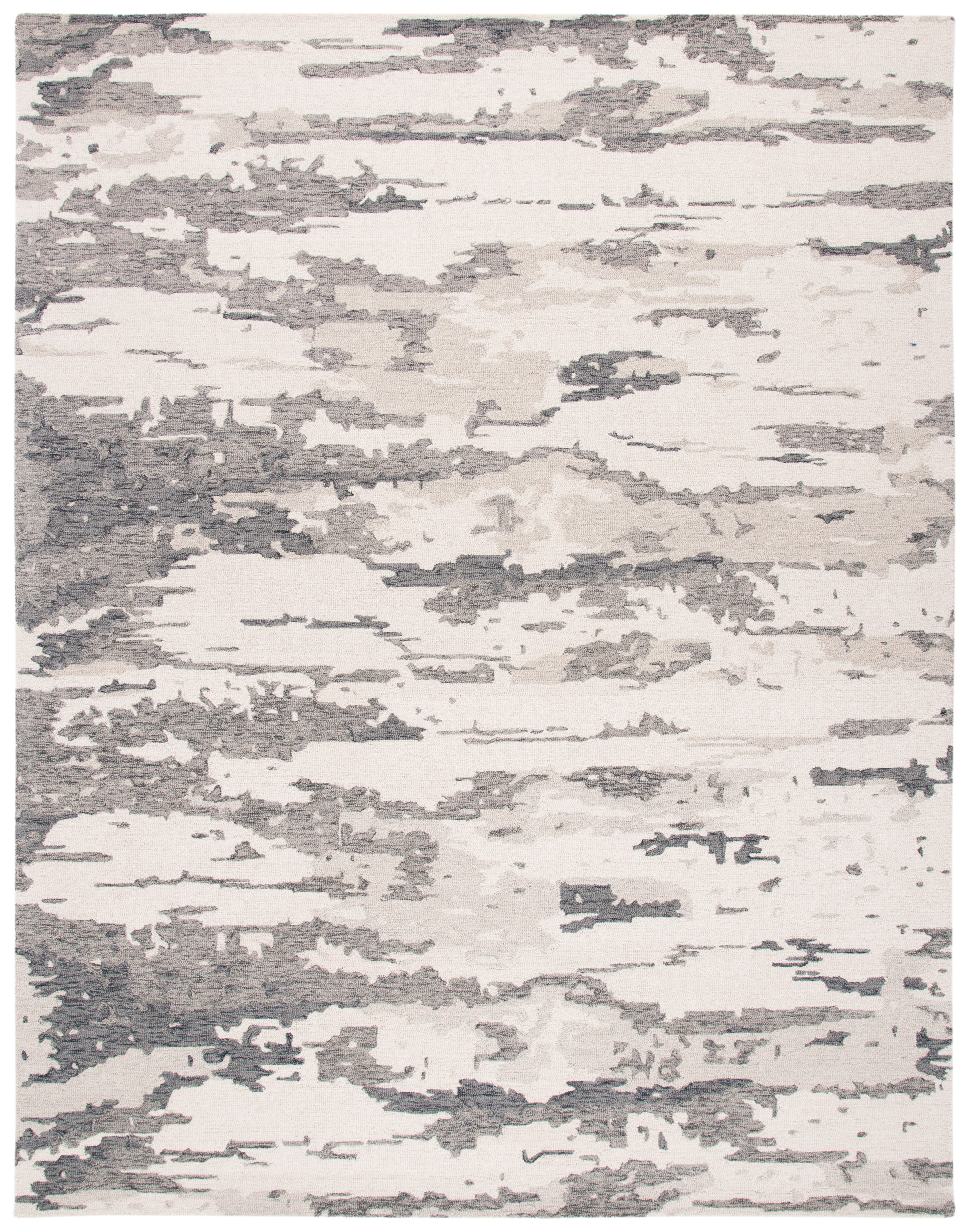 SAFAVIEH Abstract Seachlann Abstract Wool Area Rug, Charcoal/Ivory, 11' x 15'