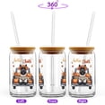 thumbnail image 2 of Hello Fall Autumn Wreath Scottish Terrier Pumpkins Pickup Truck 16oz Glass Cup Mug Scottie Dog Lover Gifts Glass Can with Bamboo Lid and Straw - 13011, 2 of 5