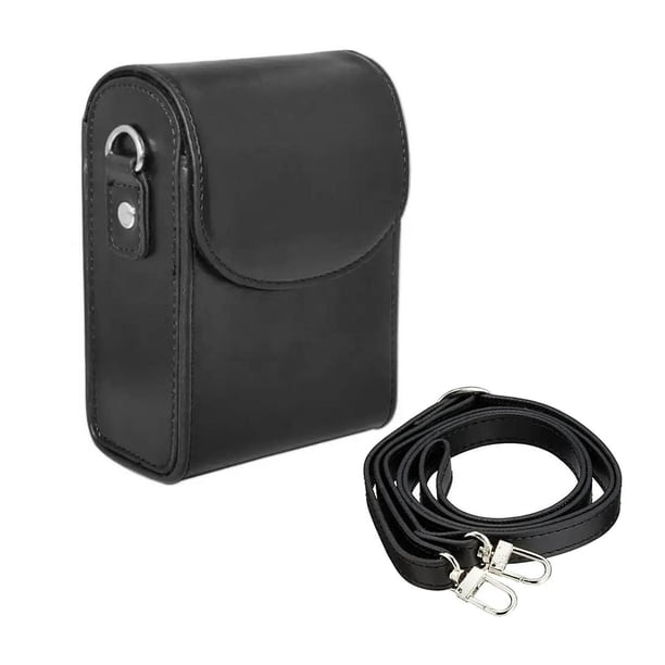 Bolsa bandolera para cámara, práctica y pequeña, de piel sintética, ligera y resistente al agua. Negro