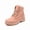 Pink, variant on Women Lace Up Knit Cuff Combat Style Boots, Low Block Heel Anti Slip Casual Outdoor Short Booties