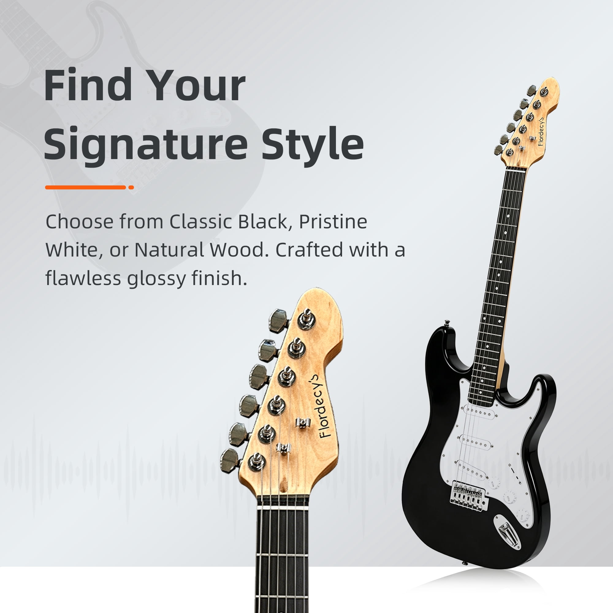 Flordecy's  39 inch Electric Guitar Beginner Kit for Adults, Solid Wood ST Body S-S-S Pickups with Accessories, Black