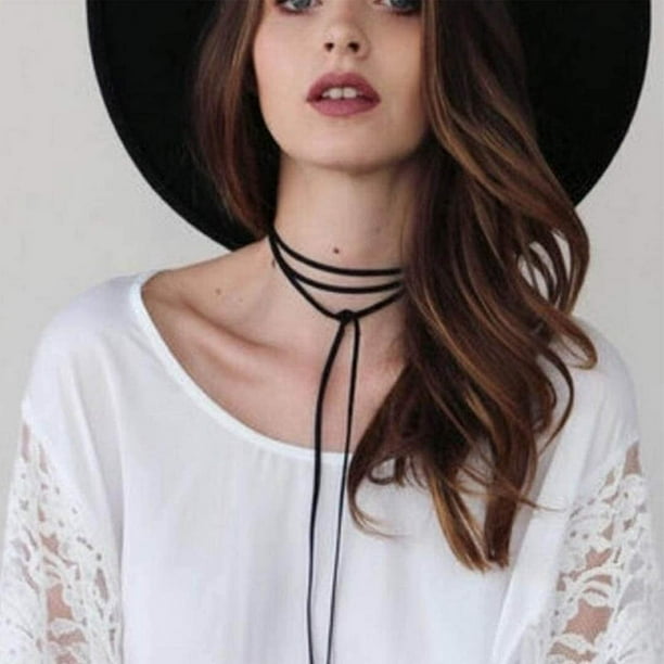Long black choker necklace online