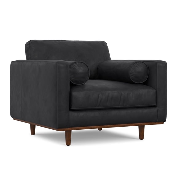 Simpli Home Morrison 42 inch Wide Mid-Century Modern Arm Chair in Graphite Grey