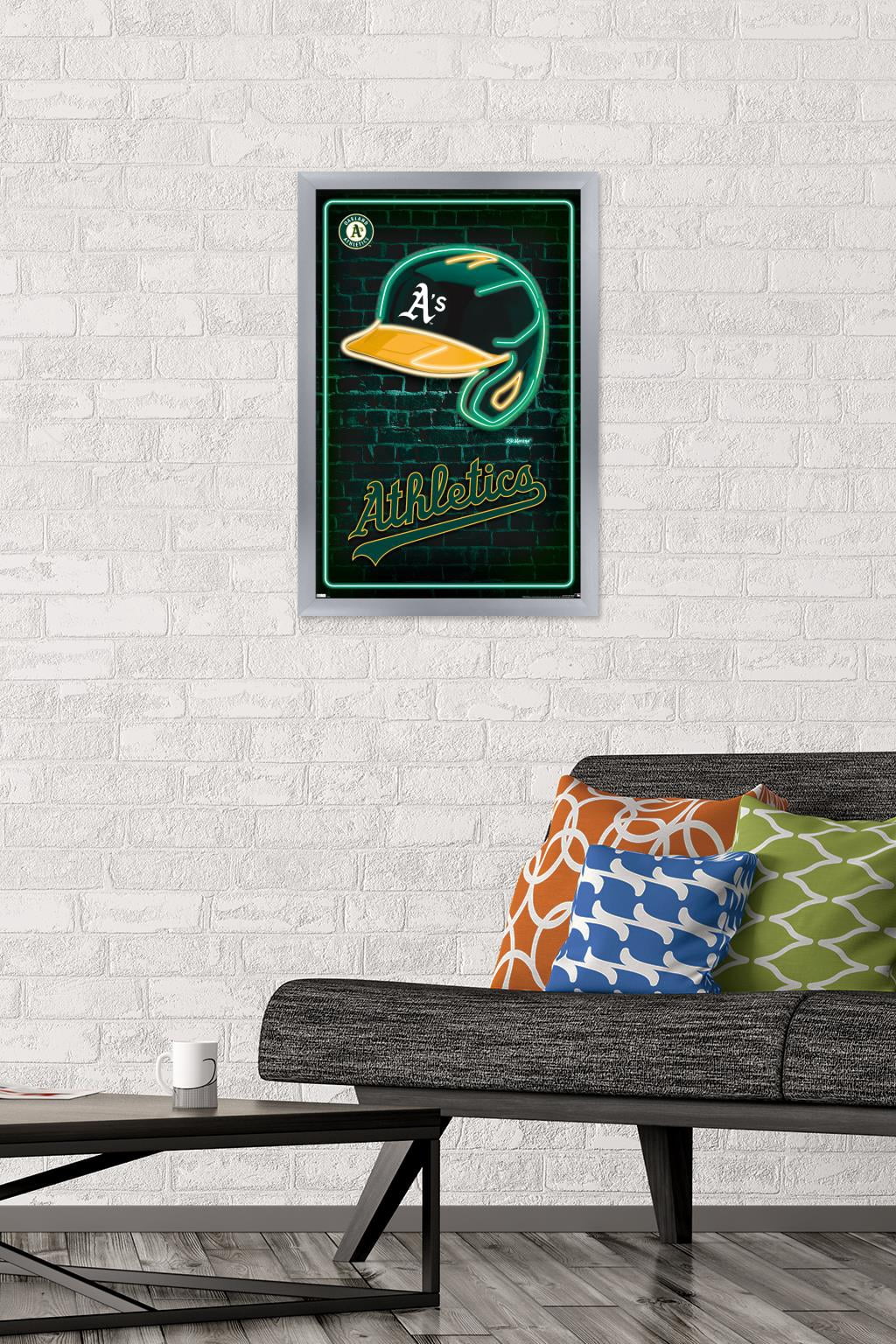 MLB Oakland Athletics - Neon Helmet 23 Wall Poster, 14.725" x 22.375" Framed