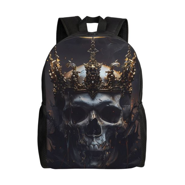 Fotbe Royal Skull With Golden Crown Mochila de Viaje para Laptop, Mochila Ejecutiva Delgada y Resistente 15.6"