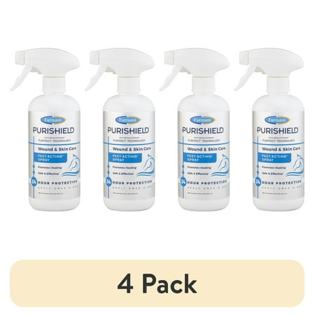 (4 pack) Farnam Purishield Wound & Skin Spray, Horses, Dogs, Cats & Livestock 16 Fluid Ounces