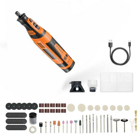 KFFKFF 136-Piece Cordless Rotary Tool Kit, DC8V Portable Mini Power Tool, Adjustable Speeds 5000-30000RPM for Engraving, Sanding, Polishing, Carving, Grinding, Cutting, and DIY Projects