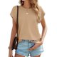 thumbnail image 2 of Tops de Verano de Mujer Suelto Ajuste Primavera Y Verano Suéter Casual Color Sólido Manga Corta Cuello Redondo, Camiseta Suelta de Poliéster, 2 of 9