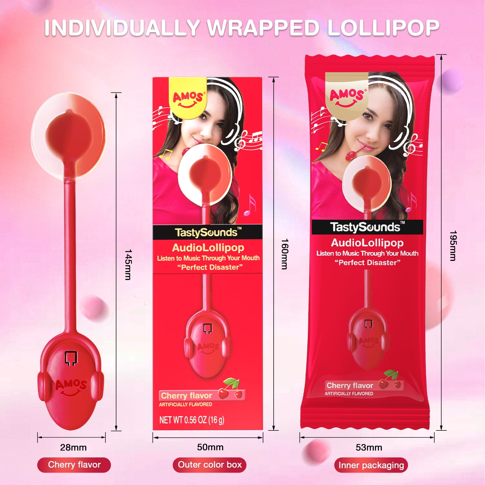 AMOS Music Lollipop Suckers Lollipop Fat Free Singing Lollipop, Creative Gift Party