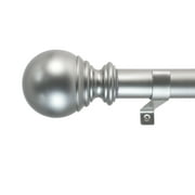 Decopolitan Ball Single Telescoping Drapery Rod Set, Medium, Silver