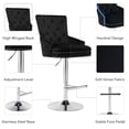 thumbnail image 4 of Foredo Velvet Swivel Bar Stools Set of 2, Modern Adjustable Bar Stools with Button Tufting and Pull Ring, Kitchen Counter Square Island Bar Stool, Black, 4 of 8