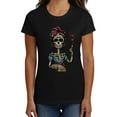 thumbnail image 2 of Gravity Trading Womens Halloween Frida Shirt - Day Of The Dead Sugar Skull Skull T-Shirt, Black 3XL, 2 of 3
