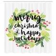 thumbnail image 3 of Ambesonne Christmas Shower Curtain, Wreath Red Berries, 69"Wx70"L, White Green, 3 of 5