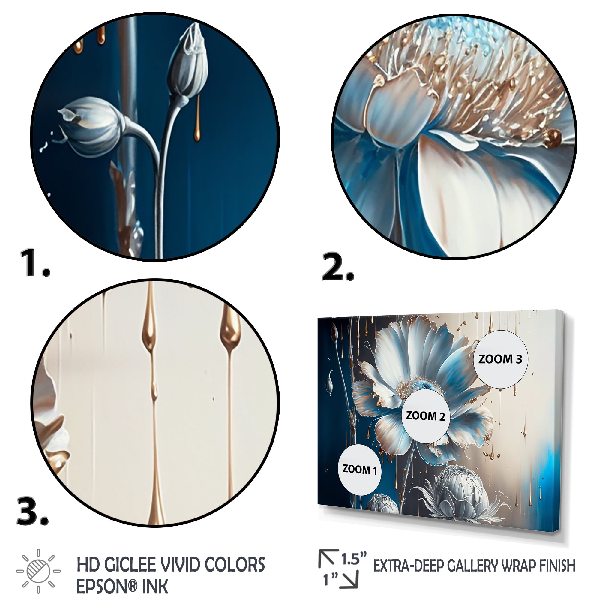 Designart Ice Blue Daisy IV Canvas Wall Art
