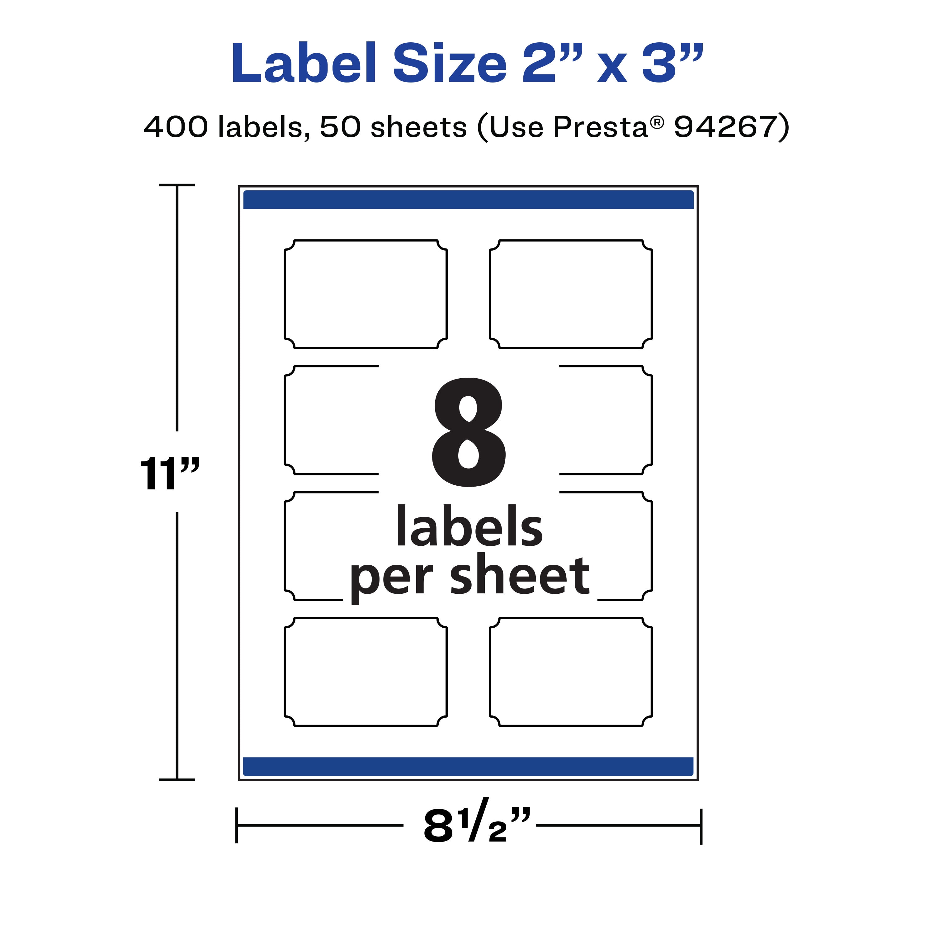 Avery White Scalloped Rectangle Labels, 2" x 3", 400 Labels